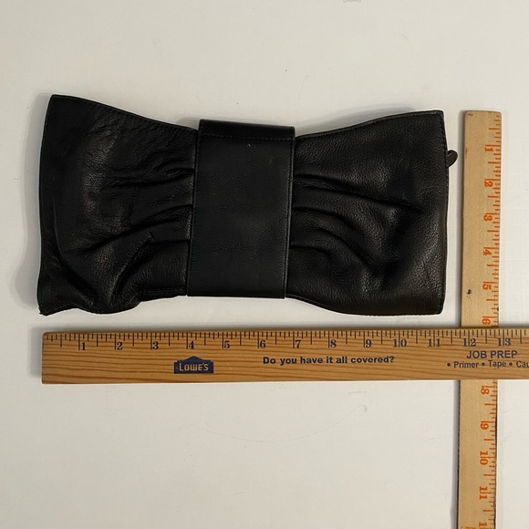 BCBGMAXAZRIA Paris Black Soft Leather Bow Clutch - Picture 3 of 11